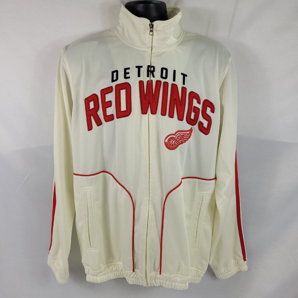NHL Detroit Red Wings Jacket Carl Banks Track Full Zip Polyester Hockey Mens M